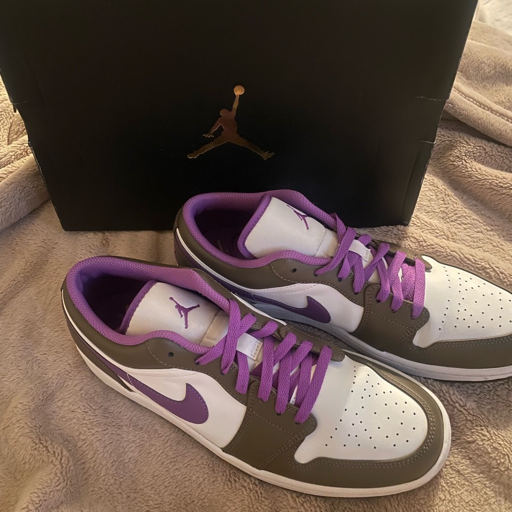 Nike Air Jordan Low Purple and White Sneakers